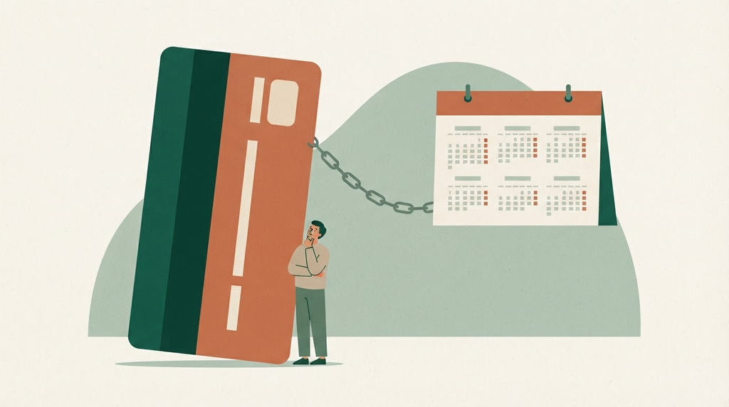 cartão de crédito preso ao calendário